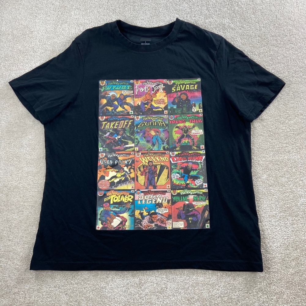 Metro Boomin Graphic T-Shirt Mens Large Black Comic Book Rap Tee Regular